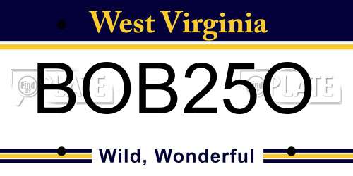 BOB25O West Virginia License Plate