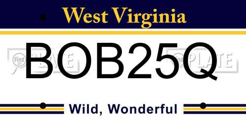BOB25Q West Virginia License Plate