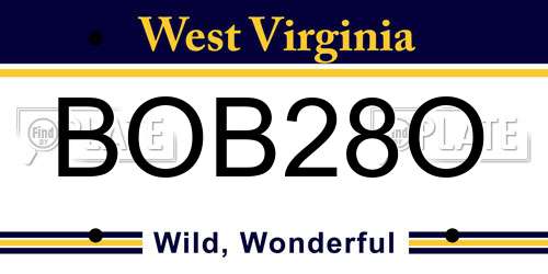 BOB28O West Virginia License Plate