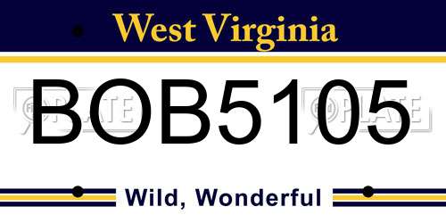 BOB5105 West Virginia License Plate