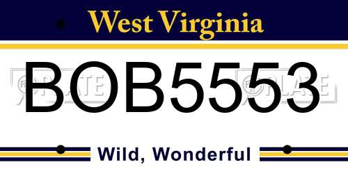 BOB5553 West Virginia License Plate