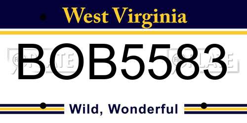 BOB5583 West Virginia License Plate