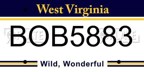 BOB5883 West Virginia License Plate