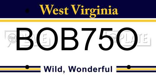 BOB75O West Virginia License Plate