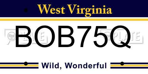 BOB75Q West Virginia License Plate