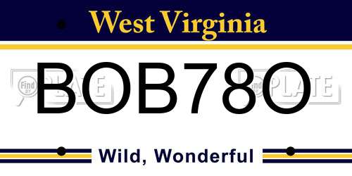 BOB78O West Virginia License Plate