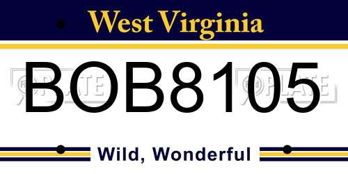 BOB8105 West Virginia License Plate