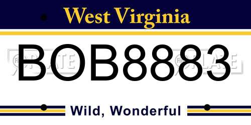 BOB8883 West Virginia License Plate