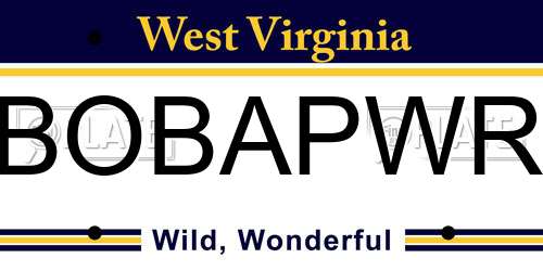 BOBAPWR West Virginia License Plate