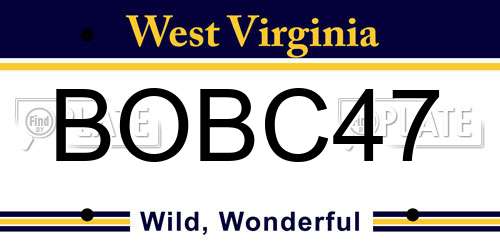 BOBC47 West Virginia License Plate