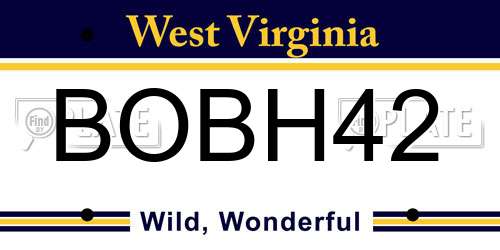 BOBH42 West Virginia License Plate