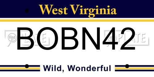 BOBN42 West Virginia License Plate