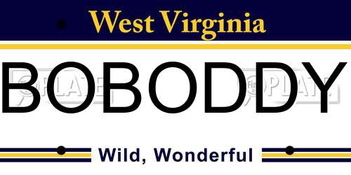 BOBODDY West Virginia License Plate