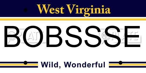 BOBSSSE West Virginia License Plate