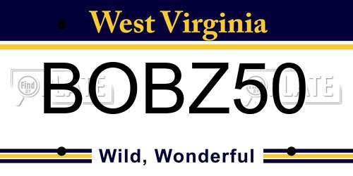 BOBZ50 West Virginia License Plate