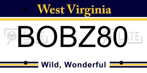 BOBZ80 West Virginia License Plate