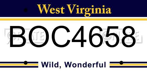 BOC4658 West Virginia License Plate
