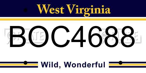 BOC4688 West Virginia License Plate