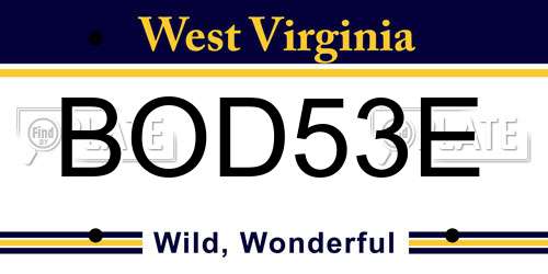 BOD53E West Virginia License Plate