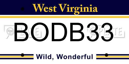 BODB33 West Virginia License Plate