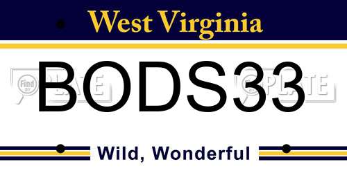 BODS33 West Virginia License Plate