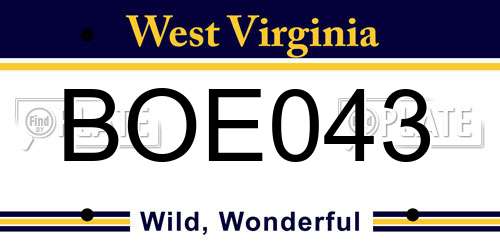 BOE043 West Virginia License Plate
