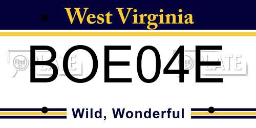 BOE04E West Virginia License Plate