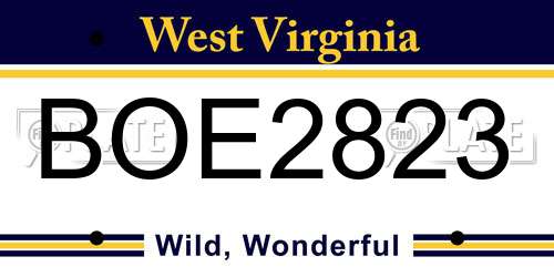 BOE2823 West Virginia License Plate