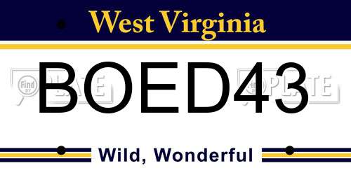 BOED43 West Virginia License Plate
