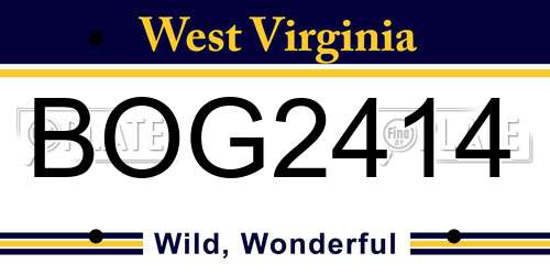 BOG2414 West Virginia License Plate