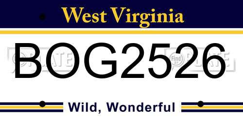 BOG2526 West Virginia License Plate