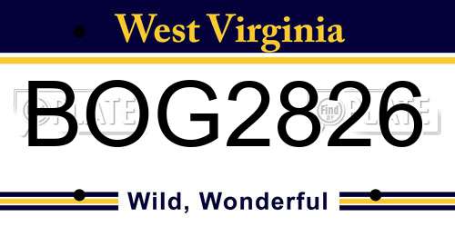 BOG2826 West Virginia License Plate