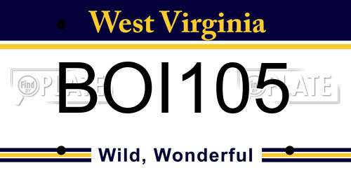 BOI105 West Virginia License Plate