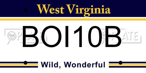 BOI10B West Virginia License Plate