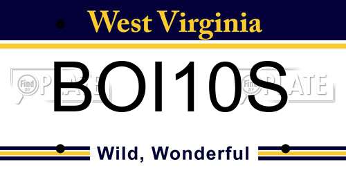 BOI10S West Virginia License Plate