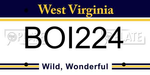 BOI224 West Virginia License Plate