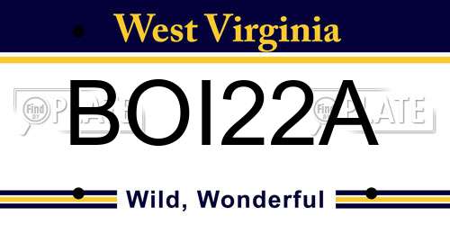 BOI22A West Virginia License Plate