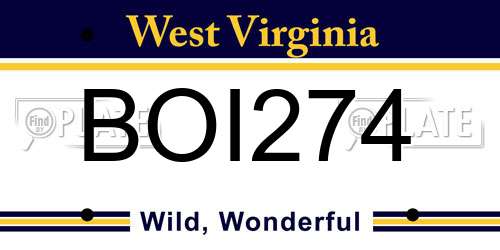BOI274 West Virginia License Plate