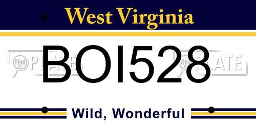 BOI528 West Virginia License Plate
