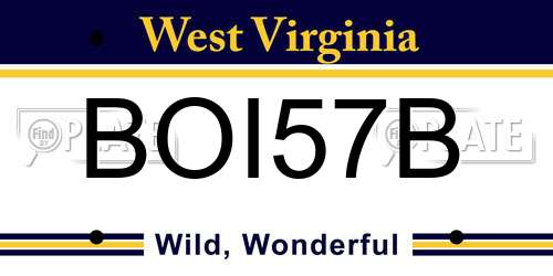 BOI57B West Virginia License Plate