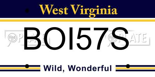 BOI57S West Virginia License Plate