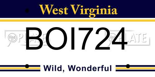 BOI724 West Virginia License Plate