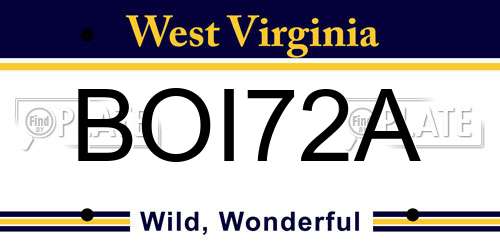 BOI72A West Virginia License Plate