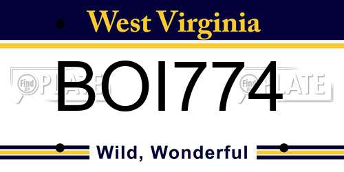 BOI774 West Virginia License Plate