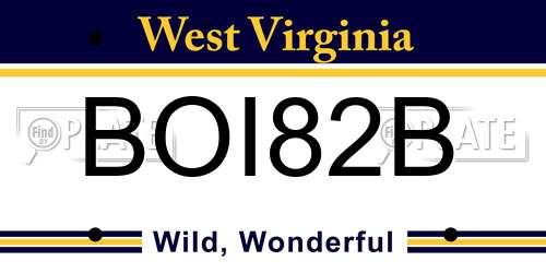 BOI82B West Virginia License Plate