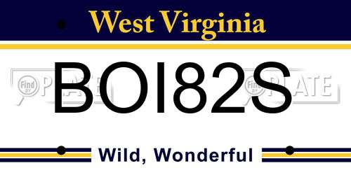 BOI82S West Virginia License Plate