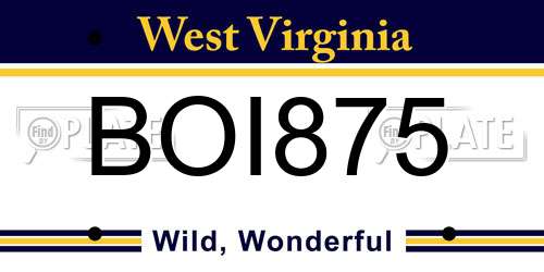 BOI875 West Virginia License Plate