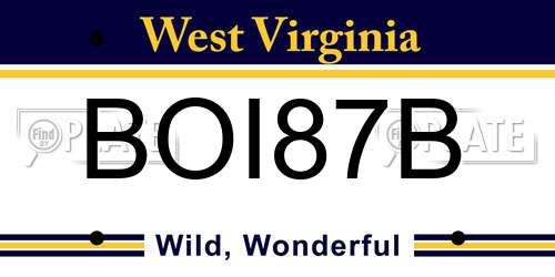BOI87B West Virginia License Plate