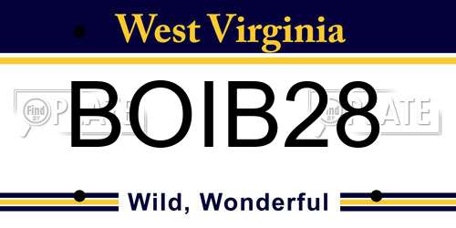 BOIB28 West Virginia License Plate