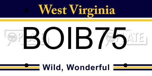 BOIB75 West Virginia License Plate